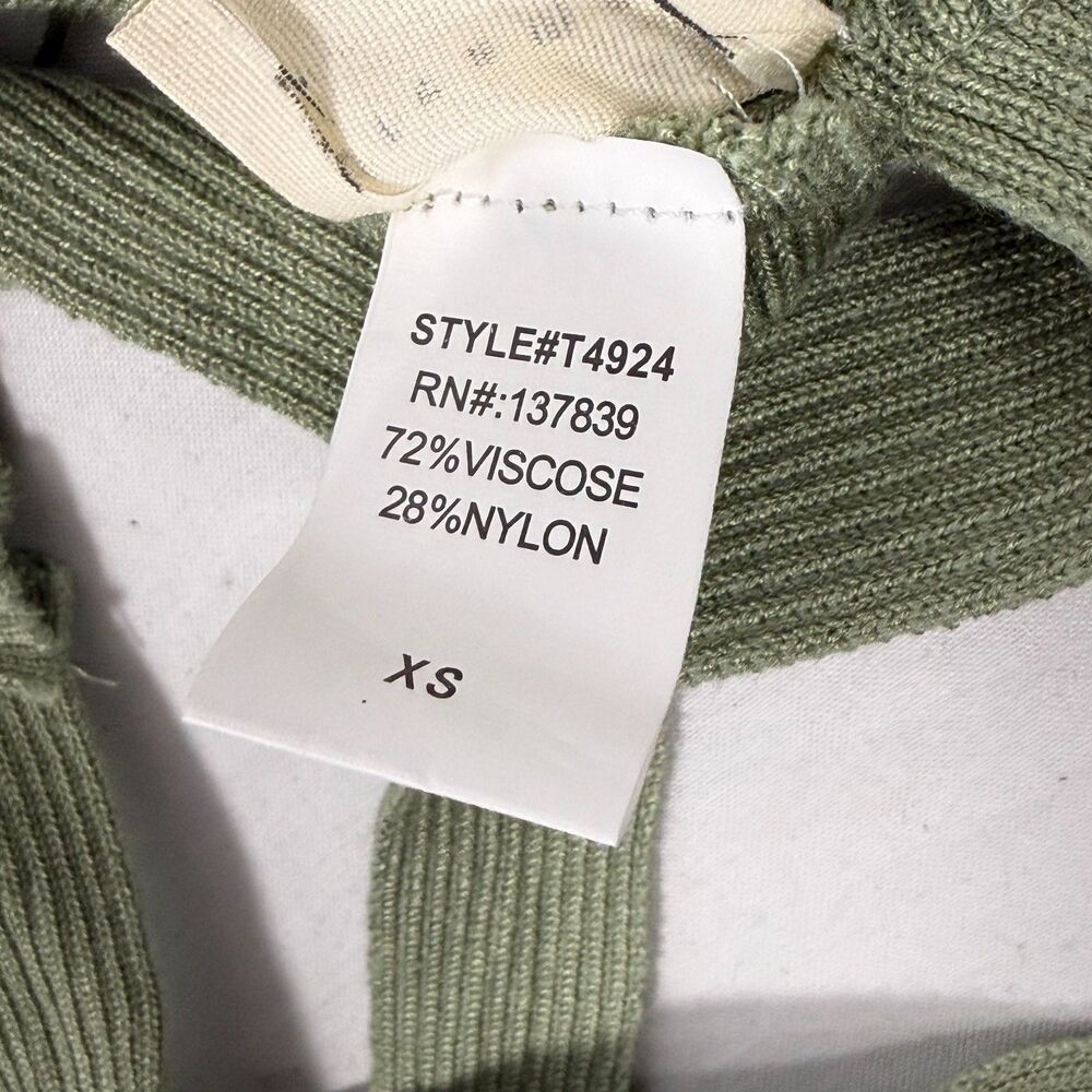 Cropped Sage Green Ribbed Crisscross Cutout Wrap Top Dreamers by Debut Size XS - Picture 7 of 8